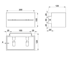 Wandleuchten|Flurlampen*Sollux Up Down Wandleuchte Grau Aluminium eckig Modern