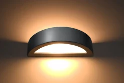 Wohnzimmerlampen|Keramiklampen*Sollux Up Down Wandleuchte Grau 40 cm halbrund E27 Keramik