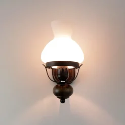 Easylight Urige Wandlampe Holz Glas E27 Landhaus Stil< Wohnzimmerlampen|Glaslampen