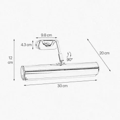 Wandleuchten|Badezimmer Lampe*Giovanni Battista Vergoldete Bilderleuchte Messing 24 K B: 30 cm schwenkbar E14