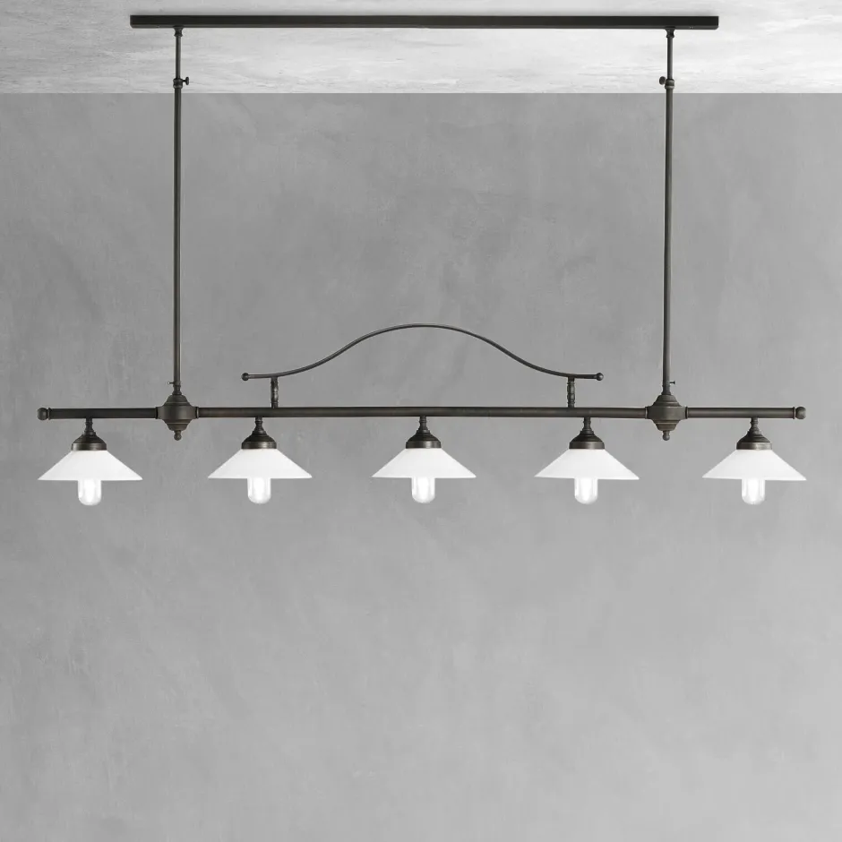 Giovanni Battista Verstellbare Deckenleuchte Messing Glas E27 B: 140 cm groß< Deckenleuchten|Wandleuchten