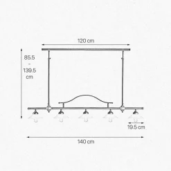 Giovanni Battista Verstellbare Deckenleuchte Messing Glas E27 B: 140 cm groß< Deckenleuchten|Wandleuchten