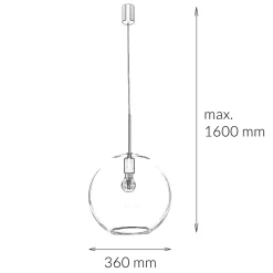 Hängelampen|Esszimmer Lampen*Easylight Verstellbare Pendelleuchte Glas Ø 36 cm E27 DARON
