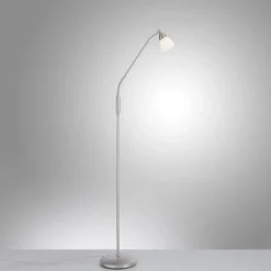 Wohnzimmerlampen|Metall Lampen*Paul Neuhaus Verstellbare Stehleuchte in Silber Dimmer Glas 163 cm