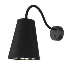 Metall Lampen|Stofflampen*TK Lighting Verstellbare Wandlampe Schwarz Gold Metall E27