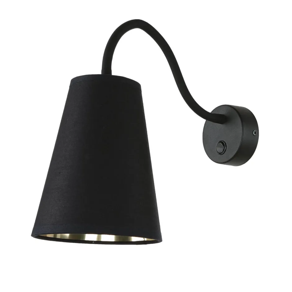 Metall Lampen|Stofflampen*TK Lighting Verstellbare Wandlampe Schwarz Gold Metall E27