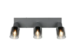 Flurlampen|Bürolampen*Trio Reality Verstellbarer Deckenspot Rauchglas Metall E14 3-flammig