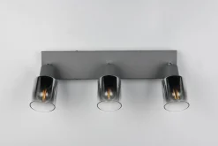 Flurlampen|Bürolampen*Trio Reality Verstellbarer Deckenspot Rauchglas Metall E14 3-flammig