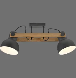 Just Light Verstellbarer Deckenstrahler Holz Metall E27 L:72 cm< Flurlampen|Bürolampen