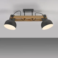 Just Light Verstellbarer Deckenstrahler Holz Metall E27 L:72 cm< Flurlampen|Bürolampen