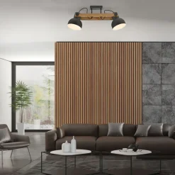 Just Light Verstellbarer Deckenstrahler Holz Metall E27 L:72 cm< Flurlampen|Bürolampen