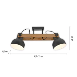 Just Light Verstellbarer Deckenstrahler Holz Metall E27 L:72 cm< Flurlampen|Bürolampen