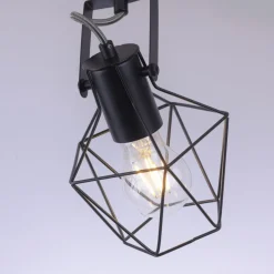 Flurlampen|Bürolampen*Just Light Verstellbarer Wandspot Holz Metall Schwarz E27 Vintage