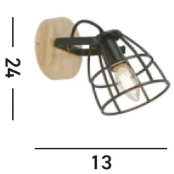 Bürolampen|Wohnzimmerlampen*Searchlight Verstellbarer Wandstrahler Holz Metall E14 Drahtschirm