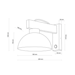Wandleuchten|Schlafzimmer Lampen*TK Lighting Vielseitige Wandleuchte mit Schalter Weiß Metall Holz