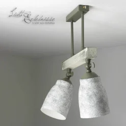 Wohnzimmerlampen|Holzlampen*Luminex Vintage Deckenlampe drehbar Shabby Weiß Taupe AGAP