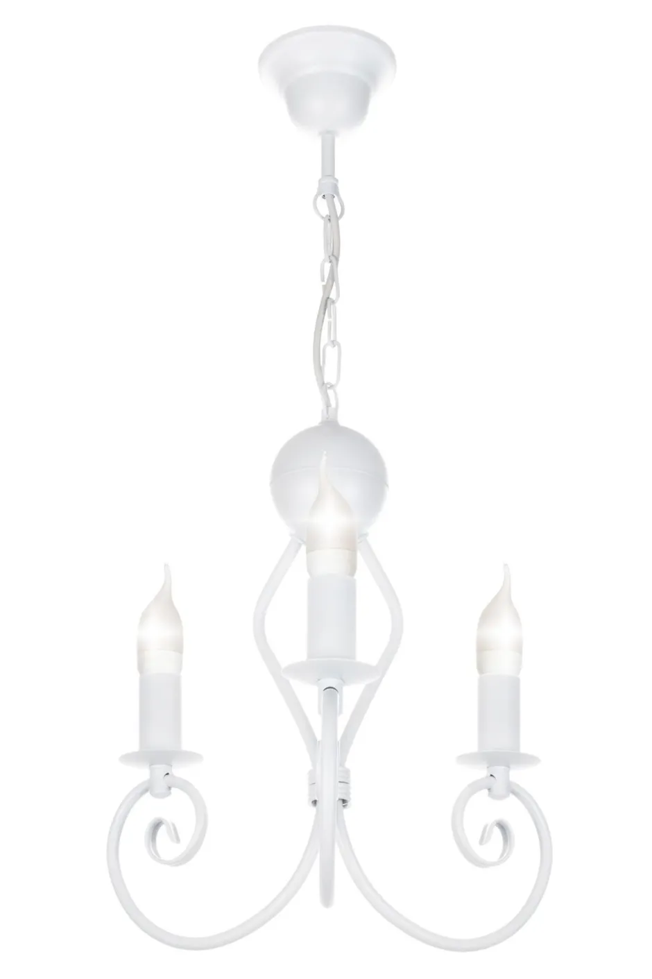 Belis Vintage Kronleuchter Metall Weiß E14 B:36 cm Kerzen< Hängelampen|Wohnzimmerlampen