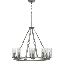 Hängelampen|Vintage Lampen*Elstead Vintage Kronleuchter mit Glas Schirm rund verstellbar