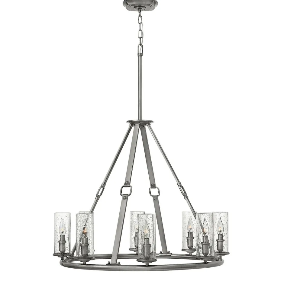 Hängelampen|Vintage Lampen*Elstead Vintage Kronleuchter mit Glas Schirm rund verstellbar