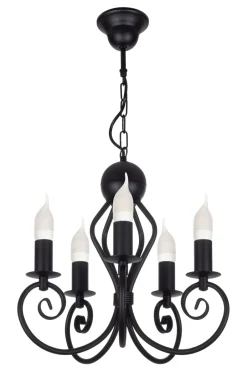 Hängelampen|Bürolampen*Belis Vintage Kronleuchter Schwarz E14 5-flammig Klassisch