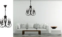 Hängelampen|Bürolampen*Belis Vintage Kronleuchter Schwarz E14 5-flammig Klassisch