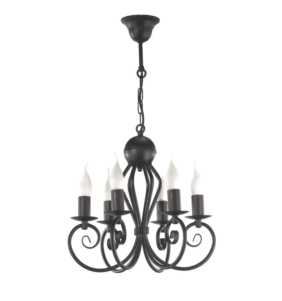 Hängelampen|Bürolampen*Belis Vintage Kronleuchter Schwarz E14 6-flammig Klassisch