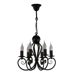 Hängelampen|Bürolampen*Belis Vintage Kronleuchter Schwarz E14 6-flammig Klassisch