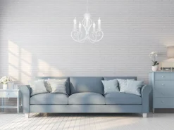 Belis Vintage Kronleuchter Weiß E14 5-flammig Klassisch< Wohnzimmerlampen|Metall Lampen