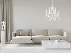 Hängelampen|Bürolampen*Belis Vintage Kronleuchter Weiß E14 6-flammig Klassisch