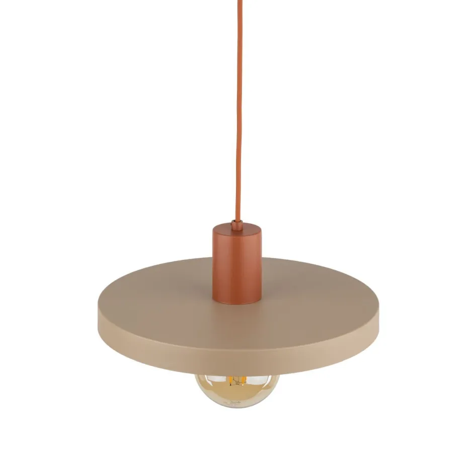 Hängelampen|Bürolampen*TK Lighting Vintage Pendelleuchte E27 Ø30 cm in Ziegelrot Sandgrau