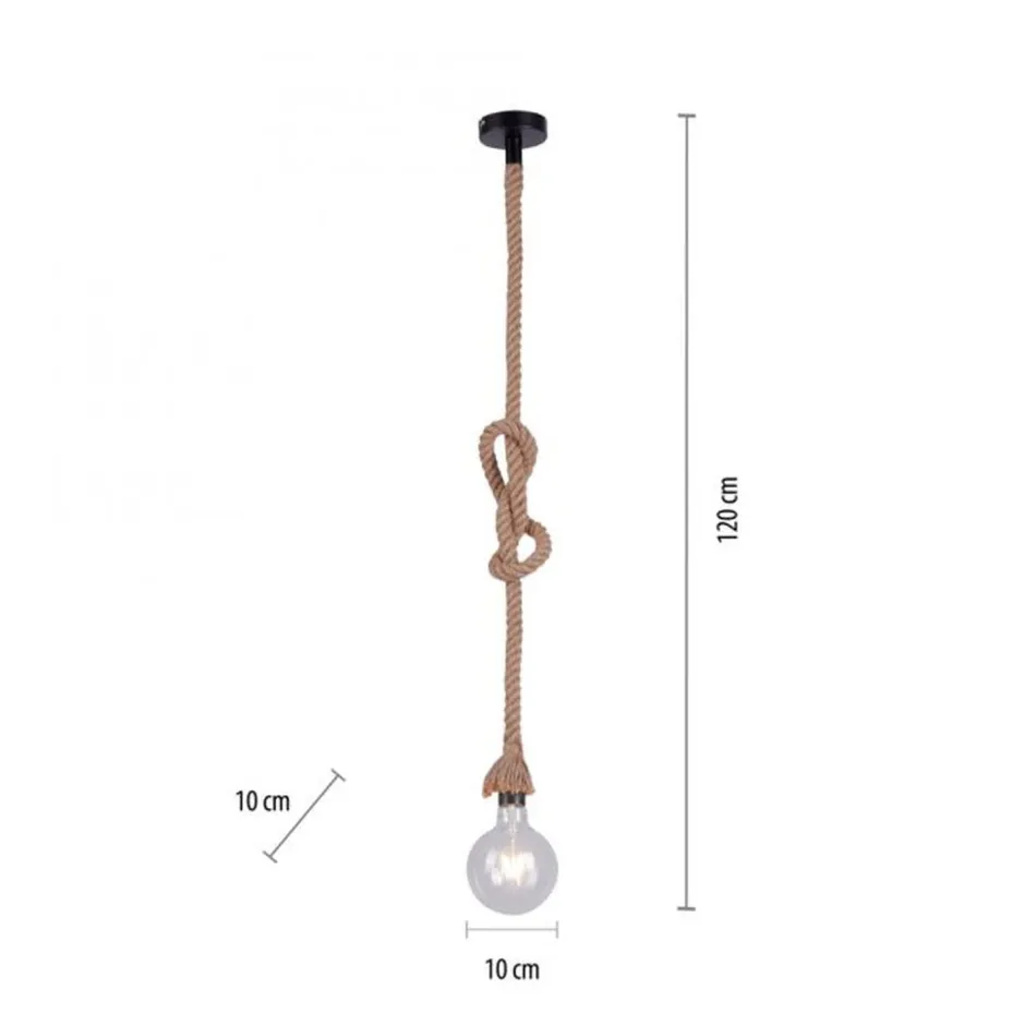 Just Light Vintage Pendelleuchte E27 bis 15 W Ø10 cm rund Tau Seil< Hängelampen|Bürolampen