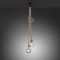 Hängelampen|Bürolampen*Just Light Vintage Pendelleuchte E27 2-flammig Ø10 cm Tau Seil