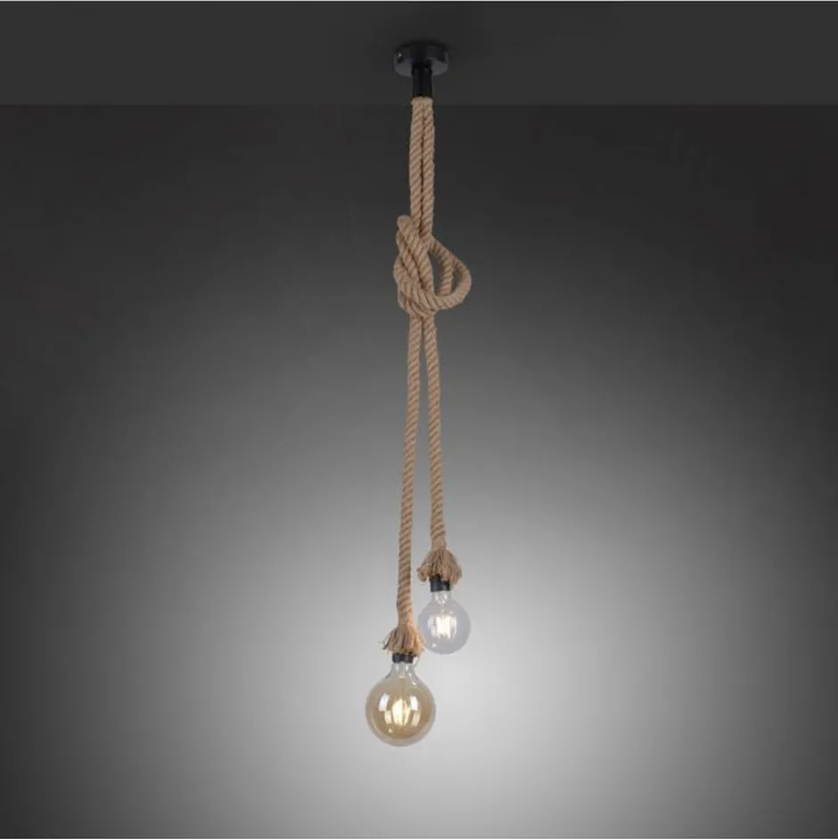Hängelampen|Bürolampen*Just Light Vintage Pendelleuchte E27 2-flammig Ø10 cm Tau Seil