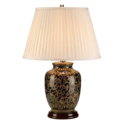 Elstead Vintage Tischlampe ELYA Schwarz Gold Creme H:59cm< Stofflampen|Designerlampen