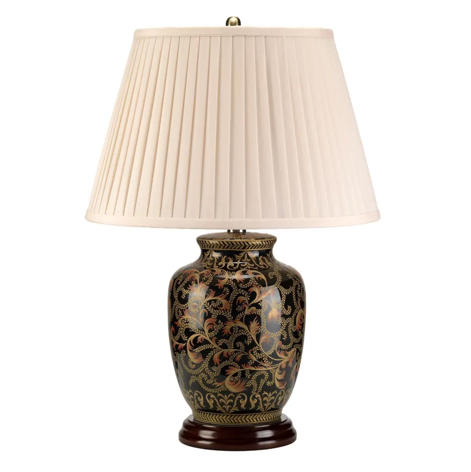 Elstead Vintage Tischlampe ELYA Schwarz Gold Creme H:59cm< Stofflampen|Designerlampen