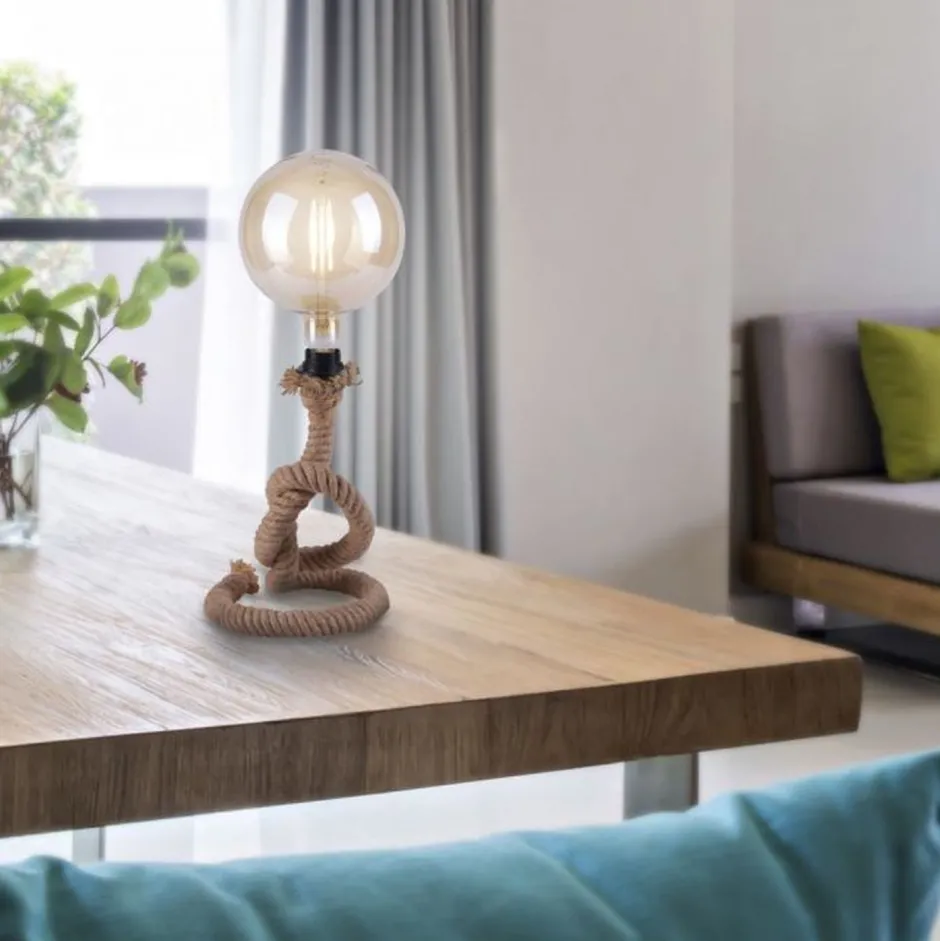 Just Light Vintage Tischleuchte E27 bis 15 W 33 cm Tau Seil< Wohnzimmerlampen|Schlafzimmer Lampen