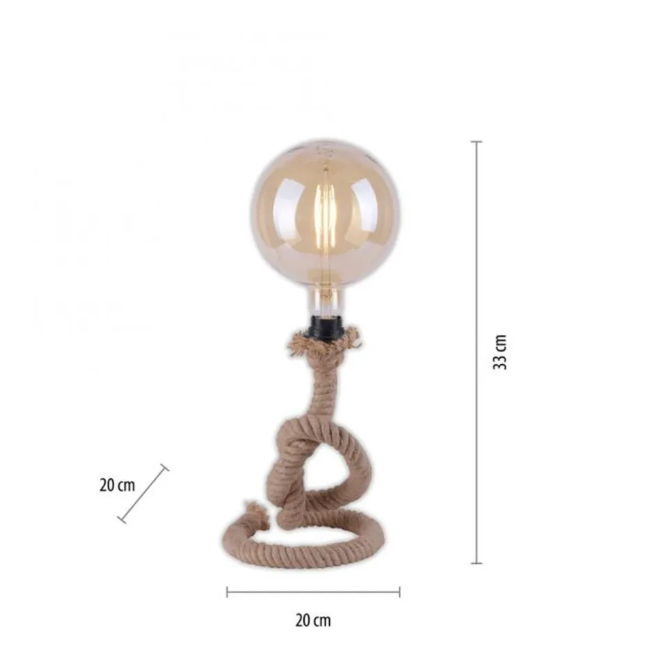 Just Light Vintage Tischleuchte E27 bis 15 W 33 cm Tau Seil< Wohnzimmerlampen|Schlafzimmer Lampen