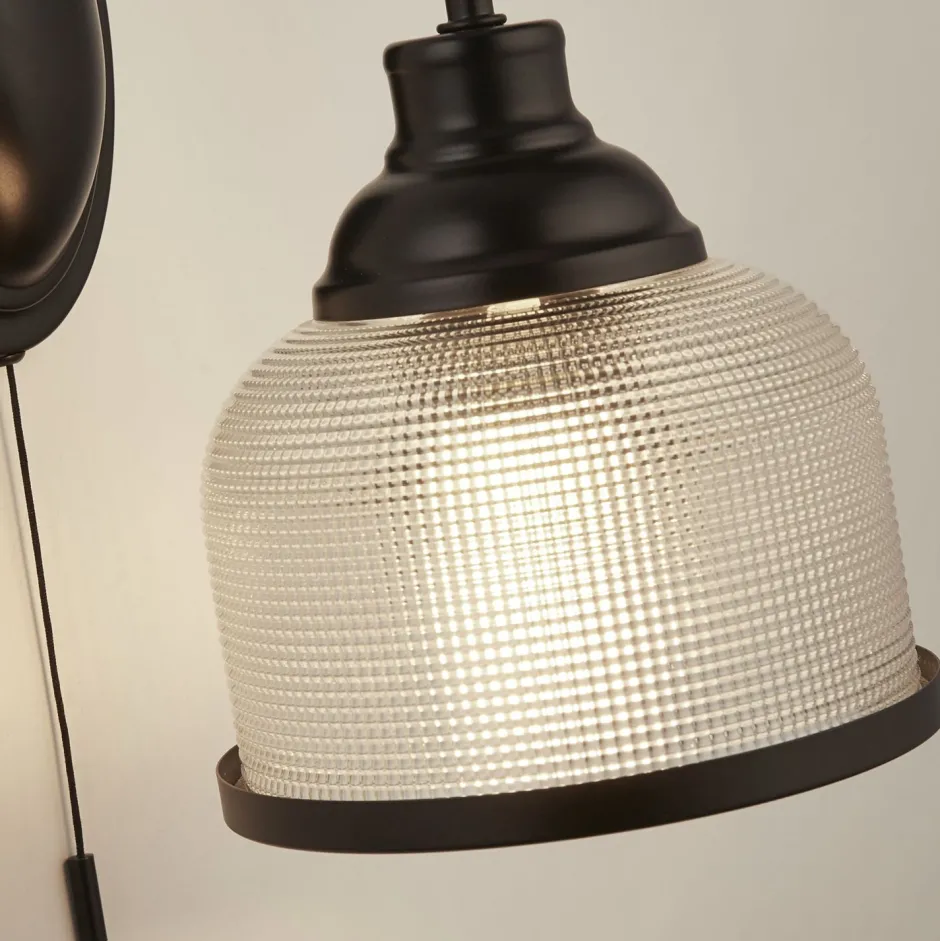 Searchlight Vintage Wandlampe mit Schalter H: 24,5 cm E27 Schwarz< Glaslampen|Vintage Lampen