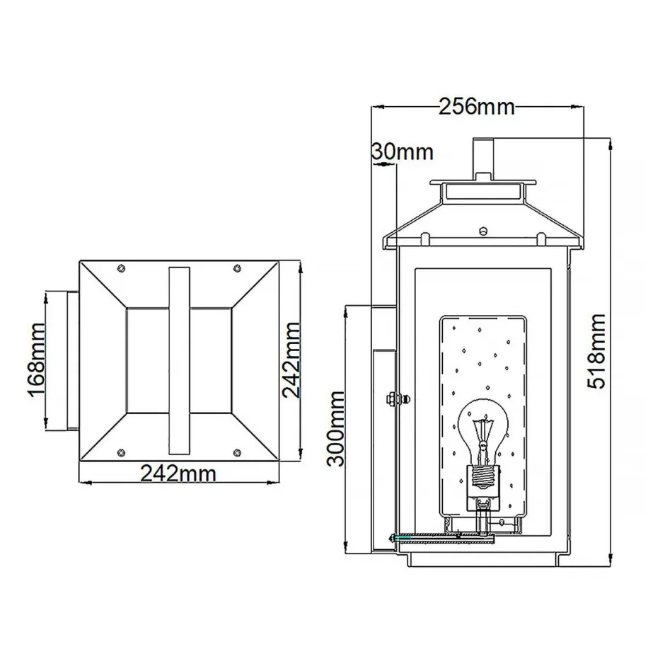 Elstead Wand Außenlampe Vintage E27 IP44 H: 51,8 cm Schwarz< Außenwandleuchten|Gartenlaternen