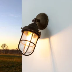 Außenwandleuchten|Lampen Aus Aller Welt*Giovanni Battista Wand Außenleuchte echtes Messing Bronze