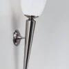 Flurlampen|Wohnzimmerlampen*Berliner Messingleuchten Wandfackel Echt-Messing in Nickel Glas E27 H:62 cm