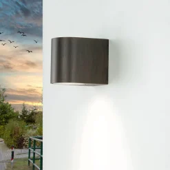 Moderne Lampen|Moderne Außenleuchten*Easylight Wandlampe AALBORG außen Down Strahler Braun Antik