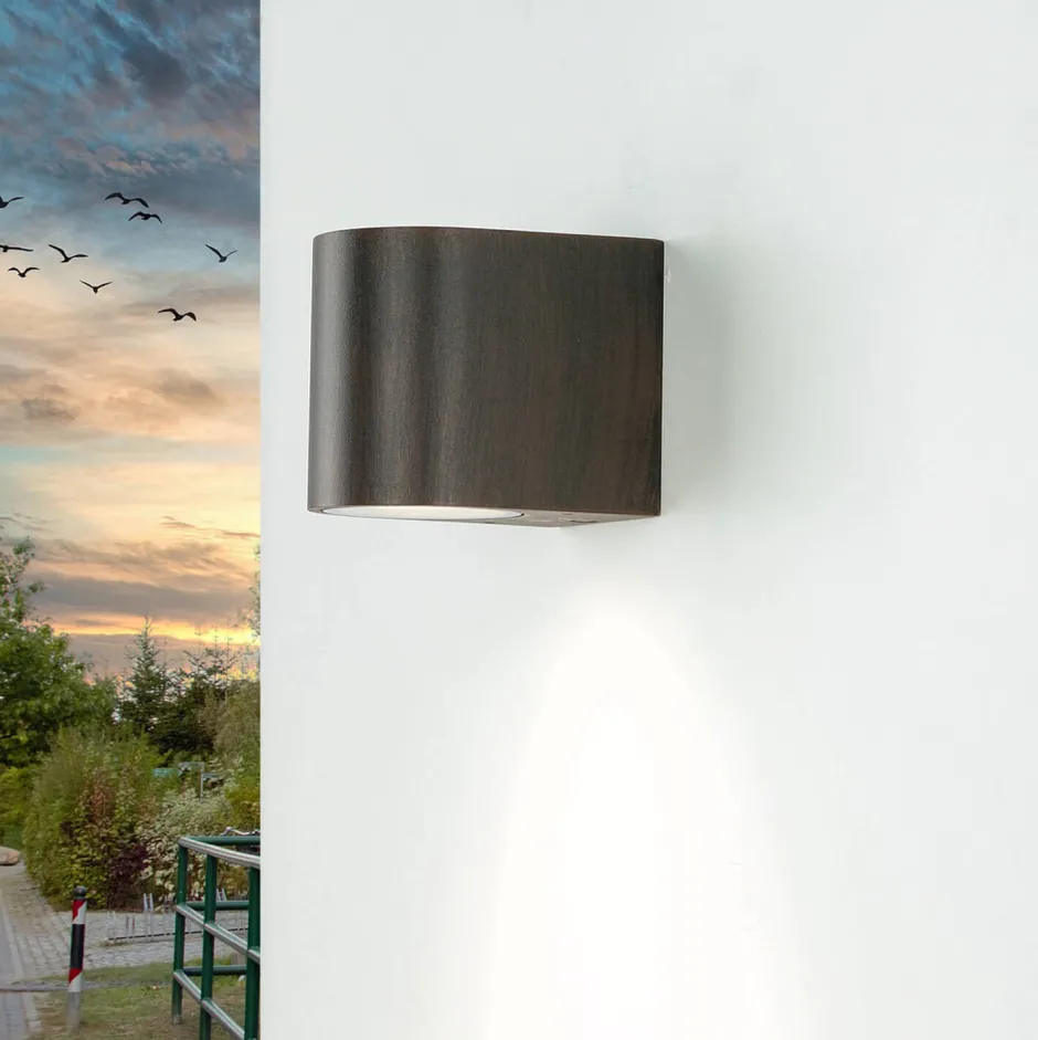 Moderne Lampen|Moderne Außenleuchten*Easylight Wandlampe AALBORG außen Down Strahler Braun Antik