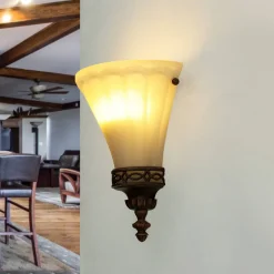 Glaslampen|Designerlampen*Elstead Wandlampe ANABELL 1 Braun Landhaus Lampe Blendarm