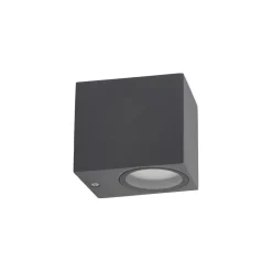 Metall Lampen|Feuchtraumleuchten*TK Lighting Wandlampe außen Downlight Grau Metall IP44 GU10 H:8 cm