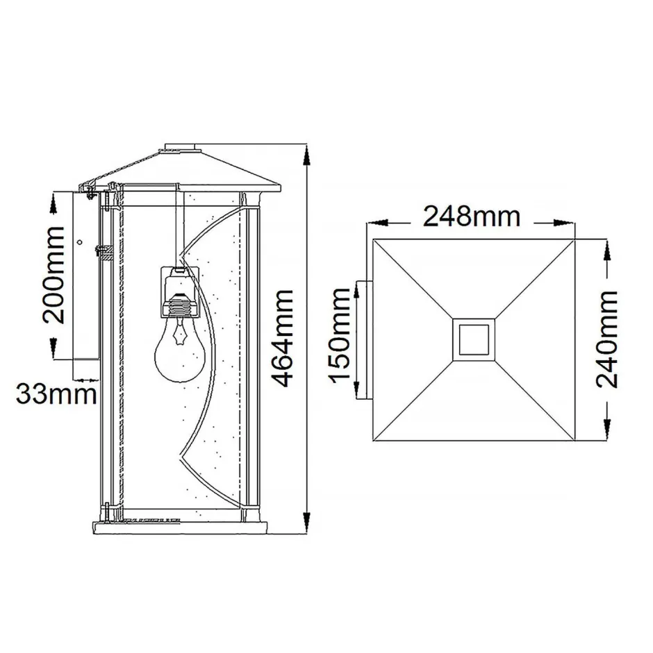 Metall Lampen|Vintage Lampen*Elstead Wandlampe außen E27 IP44 H: 46,4 cm Schwarz Weiß