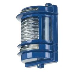 Lido Wandlampe außen E27 IP64 Messing Glas H: 22 cm Blau< Metall Lampen|Messinglampen