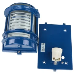 Lido Wandlampe außen E27 IP64 Messing Glas H: 22 cm Blau< Metall Lampen|Messinglampen
