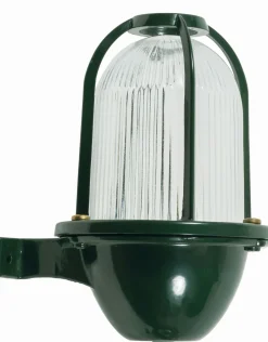 Lido Wandlampe außen Glas Messing E27 IP64 22 cm hoch Grün< Außenwandleuchten|Messinglampen