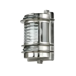 Lido Wandlampe Außen Glas Messing in Nickel Maritim IP64< Metall Lampen|Messinglampen